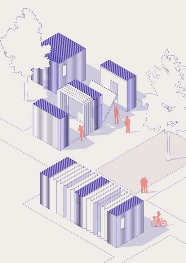 Architektonische Zeichnung für Wettbewerb Cube 3