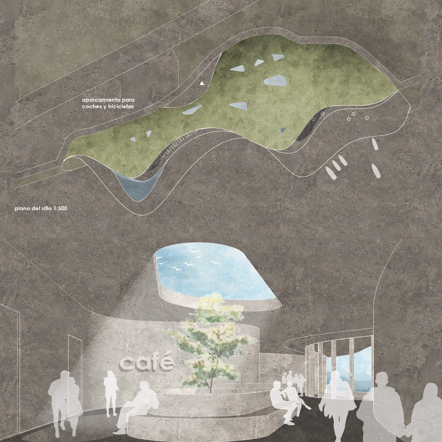 Architekturzeichnung eines Cafés