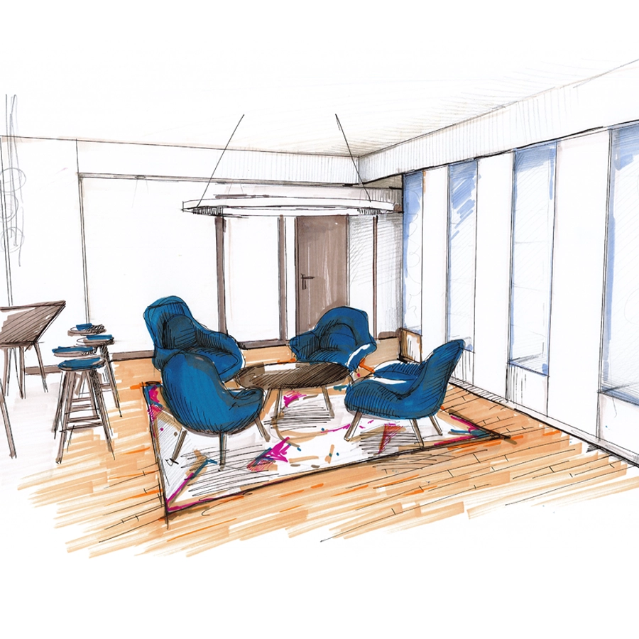 Handgezeichnete Illustration Büro