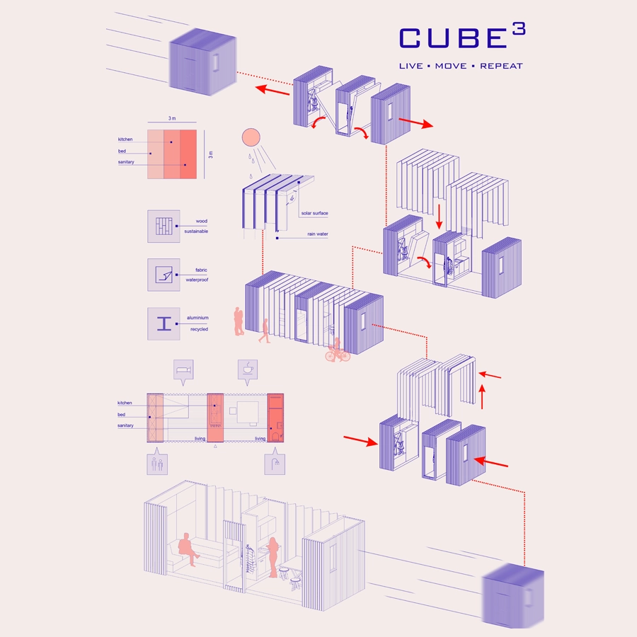 Architektonische Zeichnung für Wettbewerb Cube 3